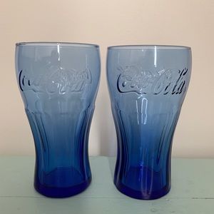 Set of 2 Vintage Cobalt Blue Coca Cola Glasses